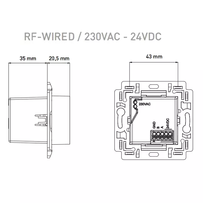 Interrupteur de commande Duco RF/BAT noir