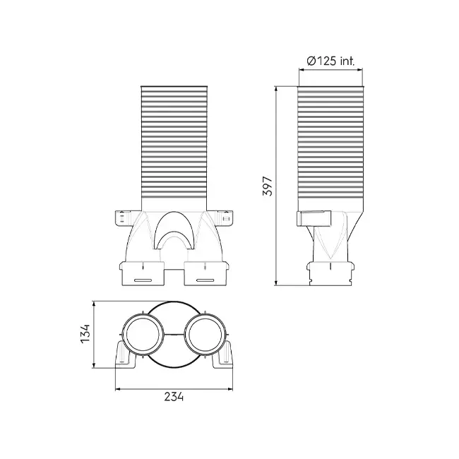 Adaptateur de vanne Ubbink Air Excellent 34C 125 2x180°