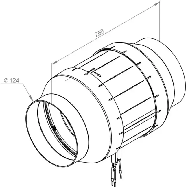 Ventilateur de gaine 125mm flux mixte ETAMASTER - EM 125L EC 02