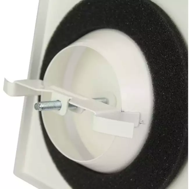 Bouche d'alimentation en métal carrée Ø 100 mm blanche avec clips - DVSQ-P100