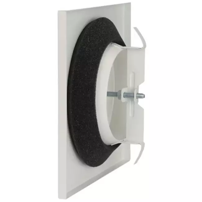 Bouche d'alimentation en métal carrée Ø 100 mm blanche avec clips - DVSQ-P100