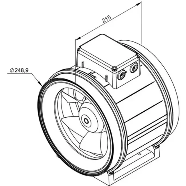 Ventilateur de gaines Ruck ETAMASTER avec moteur EC 1780m³/h - Ø 250 mm + commande de potentiomètre 10 kO