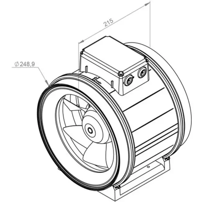 Ventilateur de gaines Ruck ETAMASTER avec moteur EC 2175m³/h - Ø 250 mm + commande de potentiomètre 10 kO