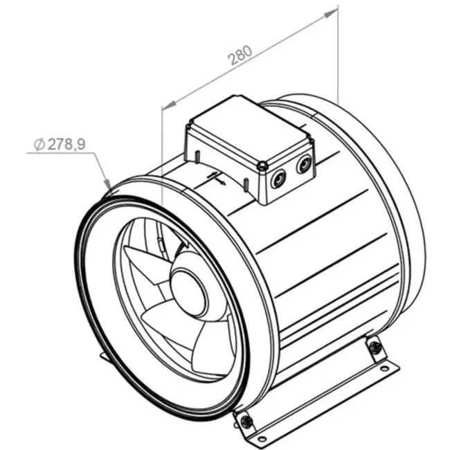Ventilateur de gaines Ruck ETAMASTER avec moteur EC 2440m³/h - Ø 280 mm + commande de potentiomètre 10 kO