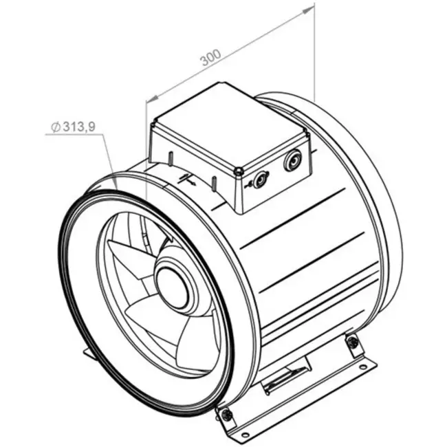 Ventilateur de gaines Ruck ETAMASTER avec moteur EC 2960m³/h - Ø 315 mm + commande de potentiomètre 10 kO