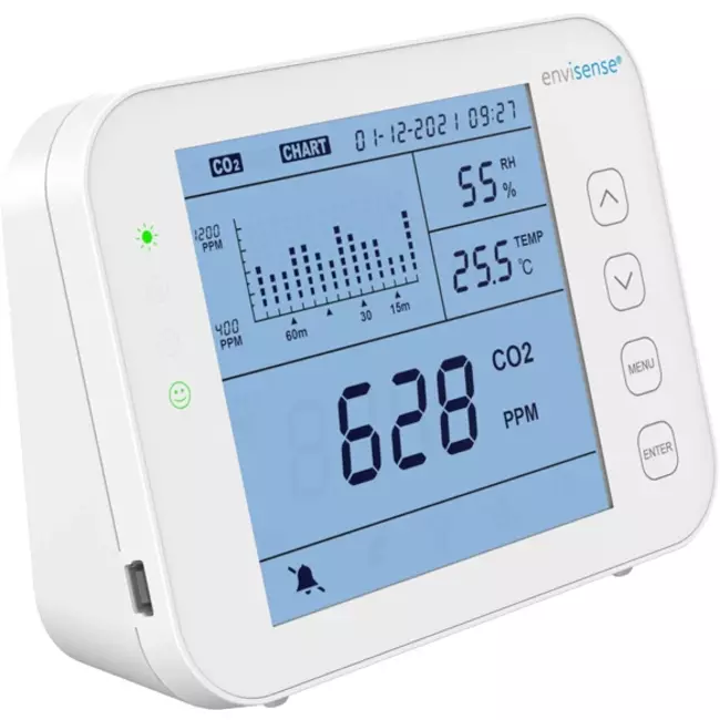 Compteur de CO2 EnviSense avec enregistreur de données - tableau de bord numérique inclus