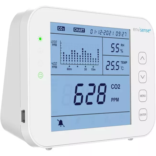 Compteur de CO2 EnviSense avec enregistreur de données - tableau de bord numérique inclus