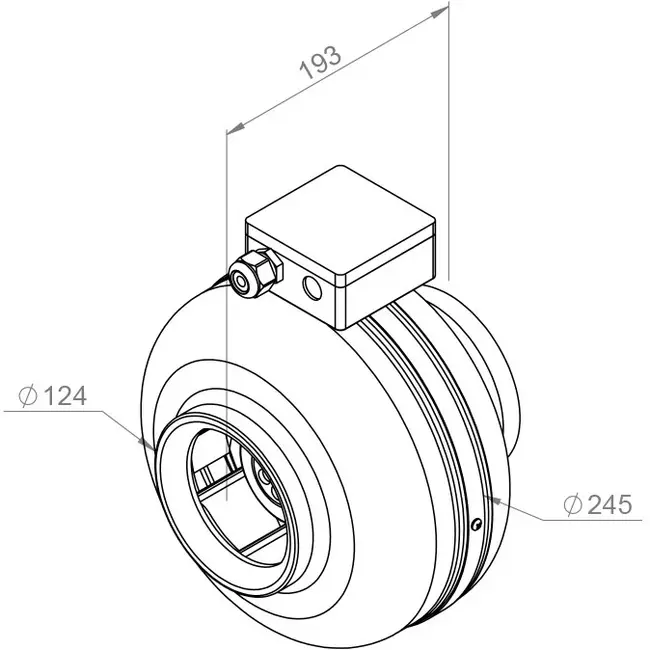 Ventilateur de gaines Ruck 300m³/h - Ø 125 mm + régulateur électronique continu 1,0 A