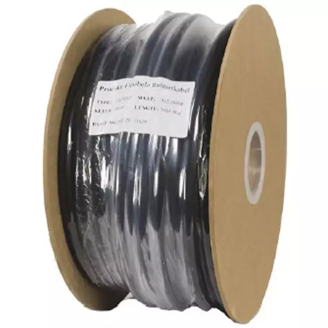 Câble en caoutchouc noir souple 3 x 1,5 pour l'extérieur, bobine de 50 mètres
