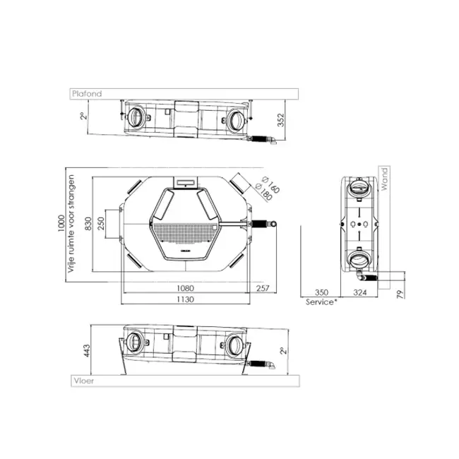 Unité de plafond double flux Orcon HRC-360-OptiAir