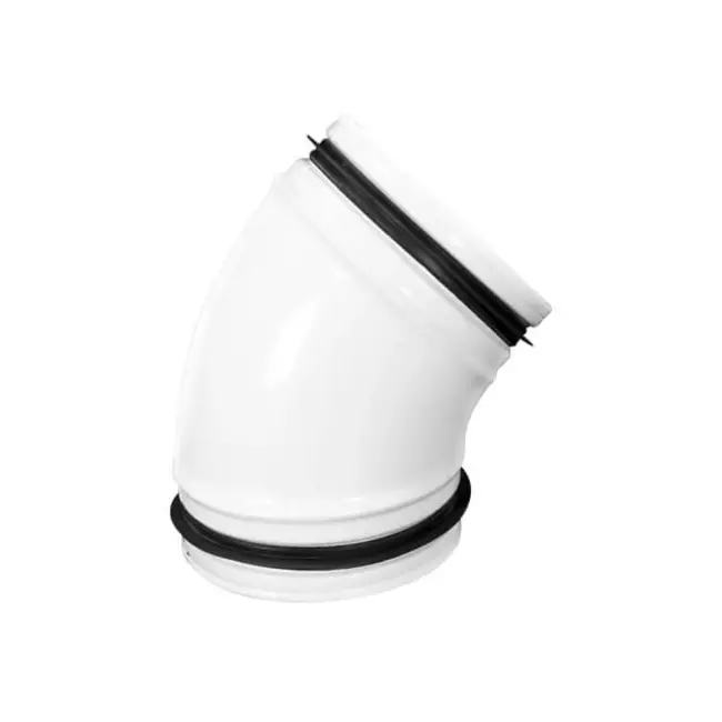 Coude à 45 degrés blanc diamètre 125 mm métal - RAL 9010