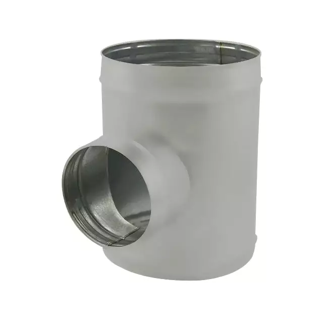 Té de Ø 125 mm - Ø 100 mm pour conduit rigide galvanisé (90°) - sur mesure RAL7035