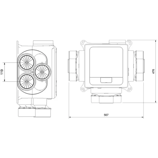 Vent-Axia Multihome AEP advance Package 368 m³/h Bluetooth + capteur d'humidité + batterie de contrôle RFT + 4 vannes - euro plug