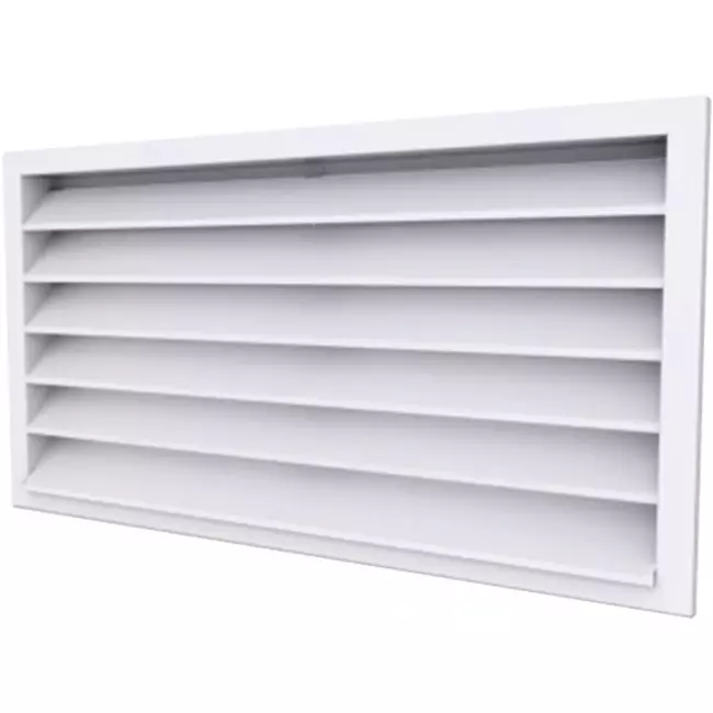 Grille murale extérieure 500x300 aluminium avec ailettes fixes - couleur mixte RAL 9003
