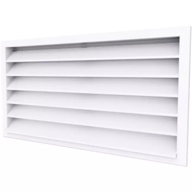 Grille murale extérieure 800x600 aluminium avec ailettes fixes - couleur mixte RAL 9016