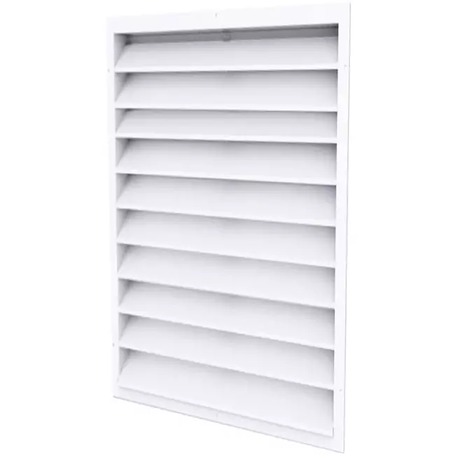 Grille murale extérieure 200x1000 aluminium avec ailettes fixes - couleur mixte RAL 9016