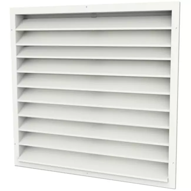 Grille murale extérieure 600x600 aluminium avec ailettes fixes - couleur mixte RAL 9010
