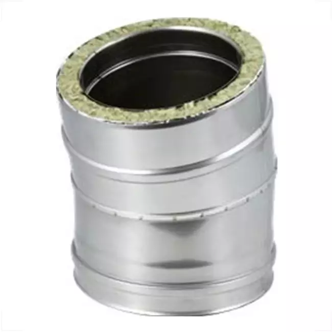 Elément droit à double paroi diamètre 180 mm (130/180) coude 15° I316L/I304 (D0,5/0,6)