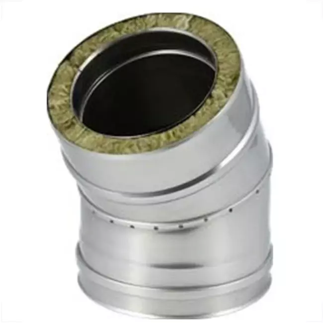 Elément droit à double paroi diamètre 180 mm (130/180) coude 30° I316L/I304 (D0,5/0,6)