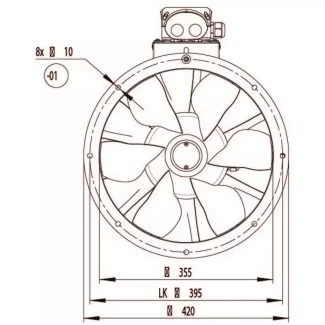 Axial 355mm ventilateur de gaine - AL 355 D2 01