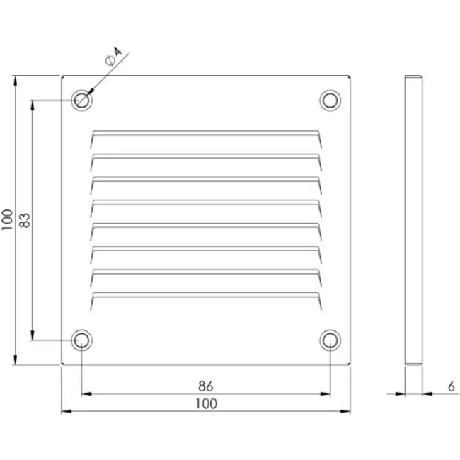 Grille métal 100 x 100 mm gris - MR1010P
