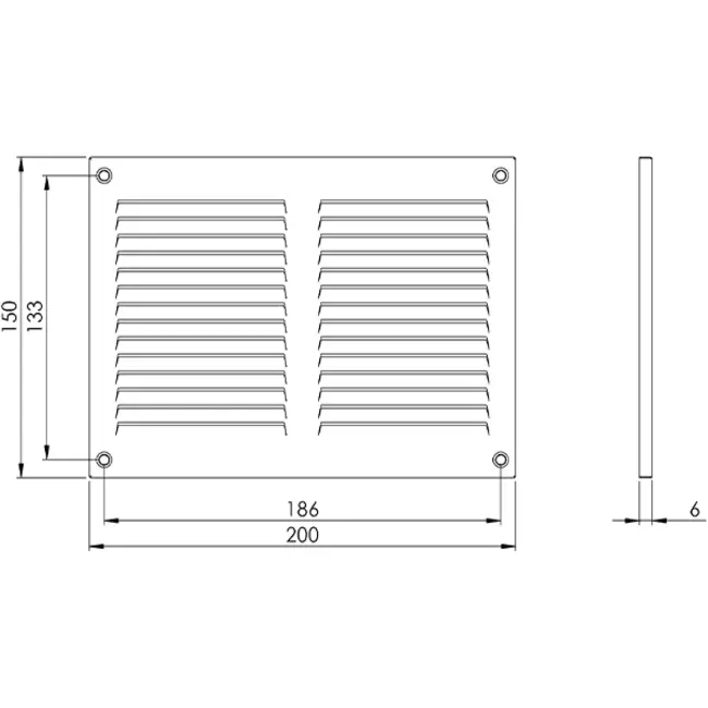 Grille métal 200 x 150 mm blanc - MR2015