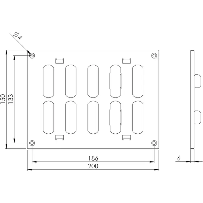 Grille métal réglable 200 x 150 mm blanc - MR2015R - RAL9016