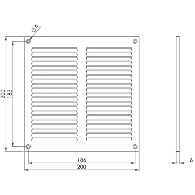 Grille métal 200 x 200 mm blanc - MR2020