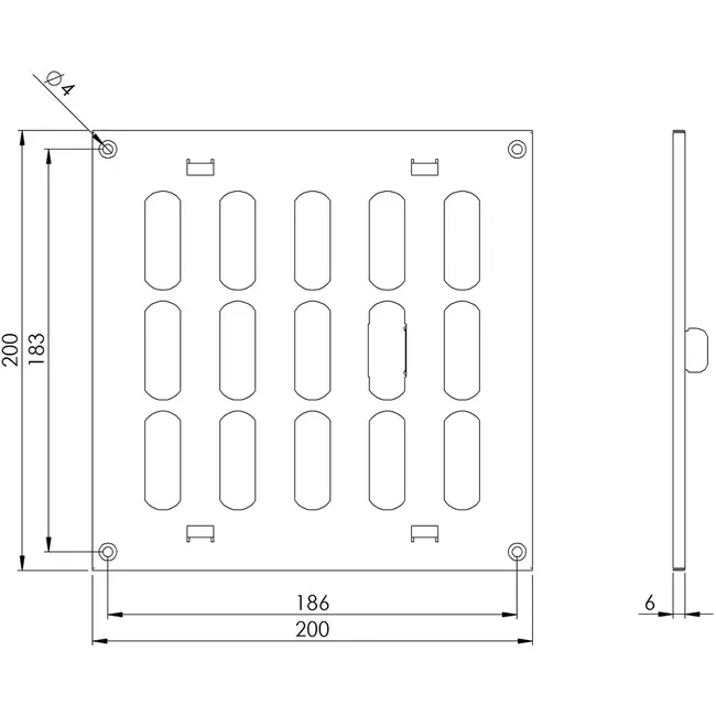 Grille métal réglable 200 x 200 mm blanc - MR2020R - RAL9016