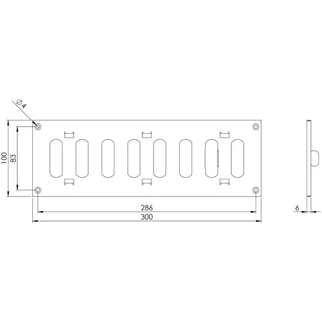 Grille métal réglable 300 x 100 mm galvanisée - MR3010RZn