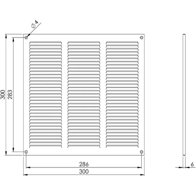 Grille métal 300 x 300 mm blanc - MR3030