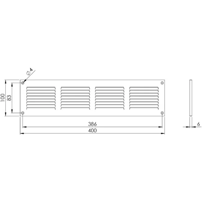 Grille métal 400 x 100 mm beige - MR4010Y
