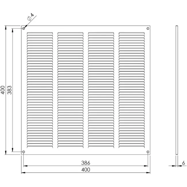 Grille métal 400 x 400 mm blanc - MR4040