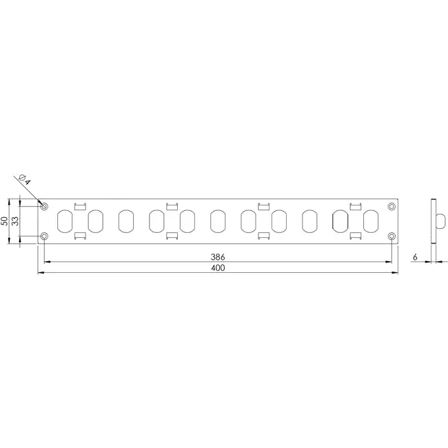 Grille métal réglable 400 x 50 mm noir - MR405RM - RAL9005