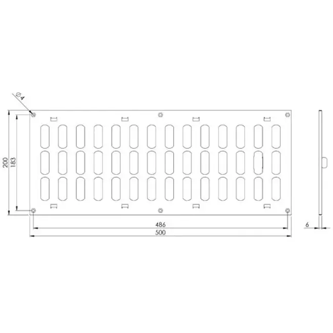 Grille métal réglable 500 x 200 mm galvanisée - MR5020RZn