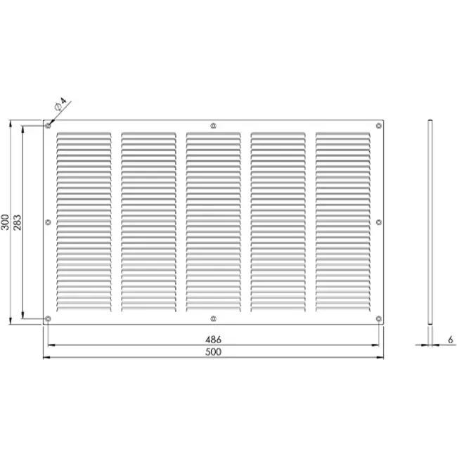 Grille métal 500 x 300 mm blanc - MR5030