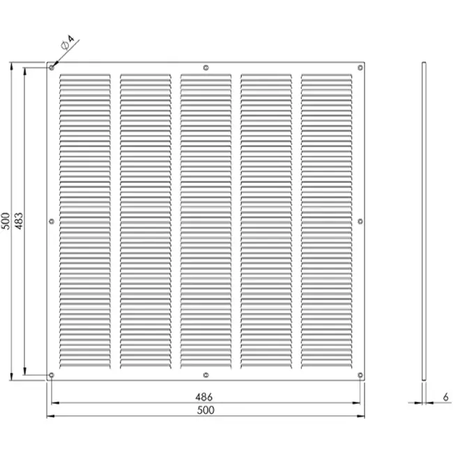Grille métal 500 x 500 mm noir - MR5050M - RAL9005