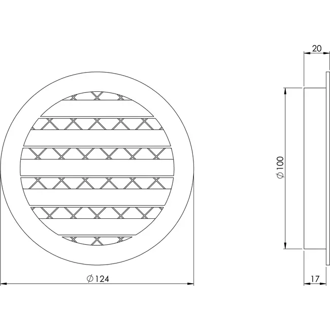 Grille aluminium Ø 100 mm blanc - MRA100W - RAL9016