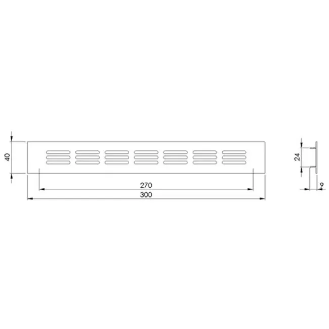 Grille de ventilation plinthe aluminium - or L = 300 mm x H = 40 mm - RA430G