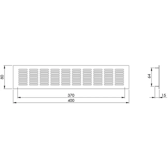 Grille de ventilation plinthe aluminium - noir L = 400 mm x H = 80 mm - RA840B