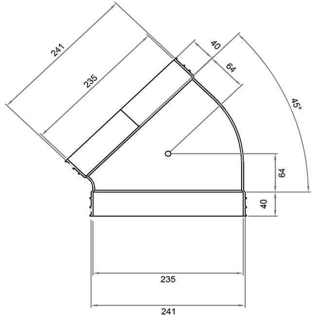 Wavin Ventiza Coude 45 degrés PVC ovale 235x80 mm horizontal M/M