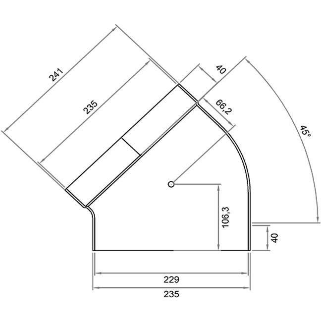 Wavin Ventiza Coude 45 degrés PVC ovale 235x80 mm horizontal M/S