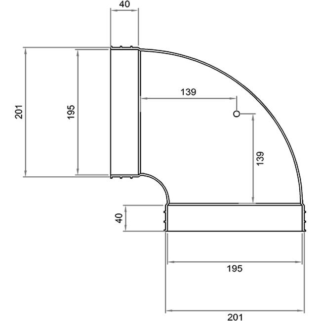 Wavin Ventiza Coude 90 degrés PVC ovale 195x80 mm horizontal M/M