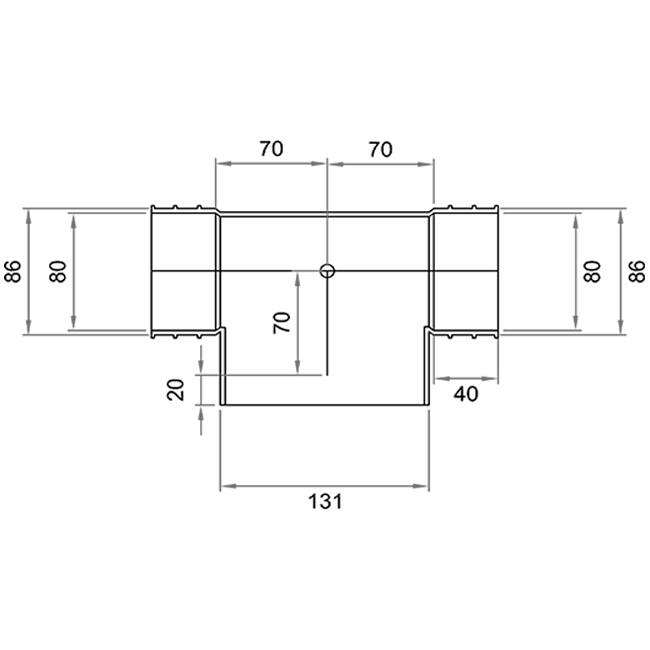 Wavin Ventiza T-pièce PVC ovale 195x80x50 mm par diamètre 125 mm M/M/M