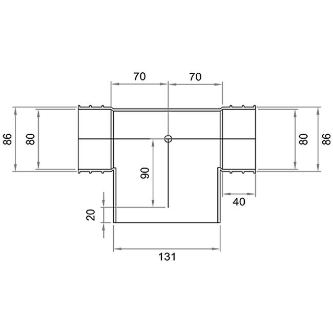 Wavin Ventiza T-pièce PVC ovale 195x90x70 mm par diamètre 125 mm M/M/M