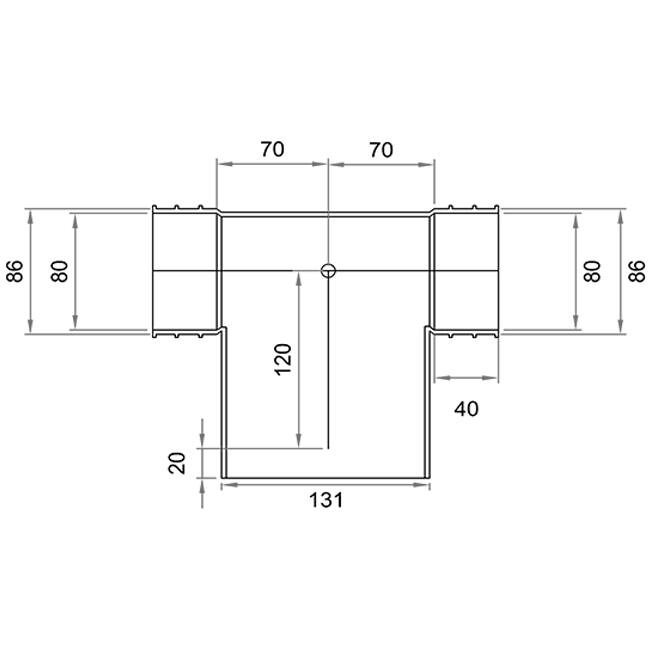 Wavin Ventiza Raccord T en PVC ovale 195x80x100 par diamètre 125 mm M/M/M