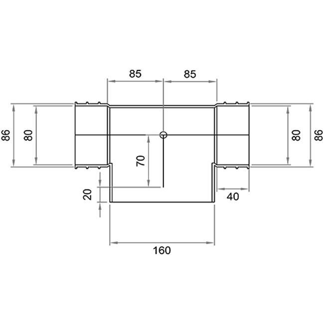 Wavin Ventiza Raccord T en PVC ovale 195x80 mm par diamètre 160 mm M/M/M