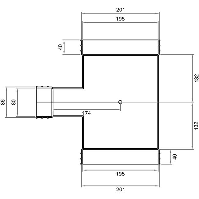 Wavin Ventiza Raccord T en PVC ovale 195x80 mm M/M/M