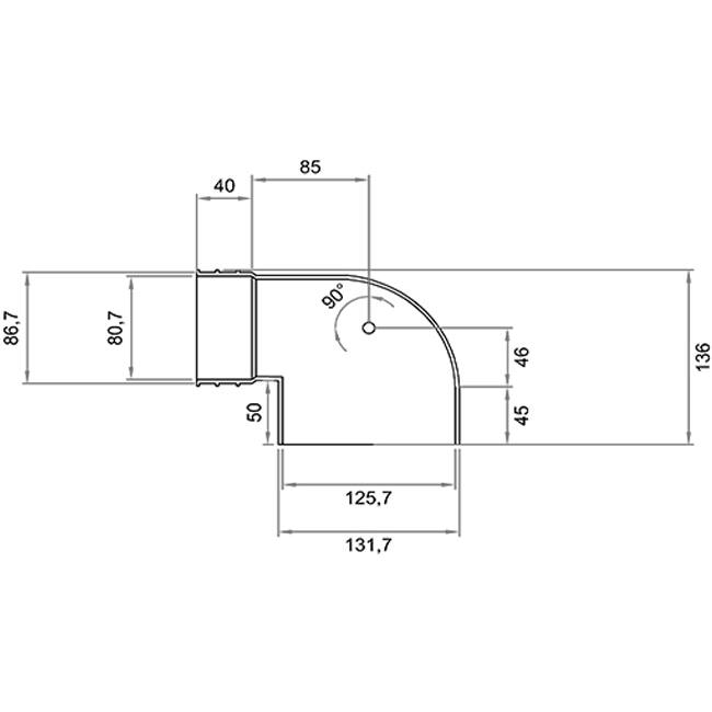Wavin Ventiza Élément terminal 90 degrés PVC ovale 195x80x50 mm par diamètre 125 mm M/M