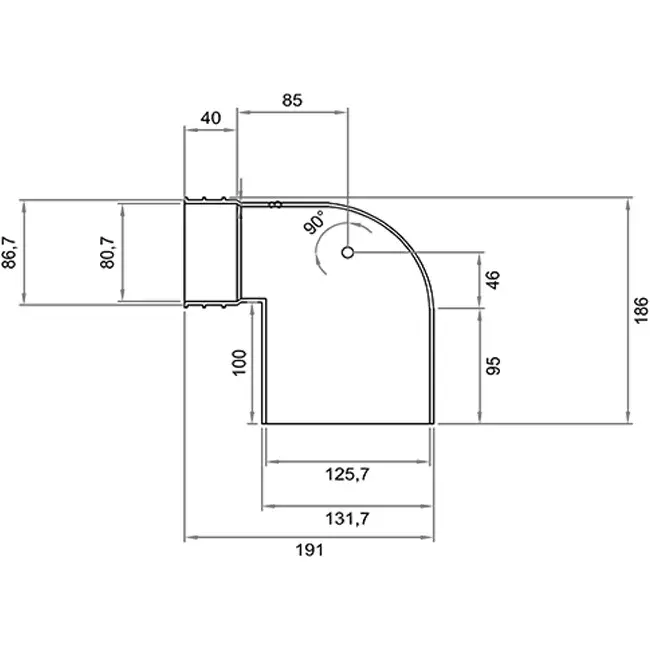 Wavin Ventiza élément terminal 90 degrés PVC rond 125x80x100 mm M/M